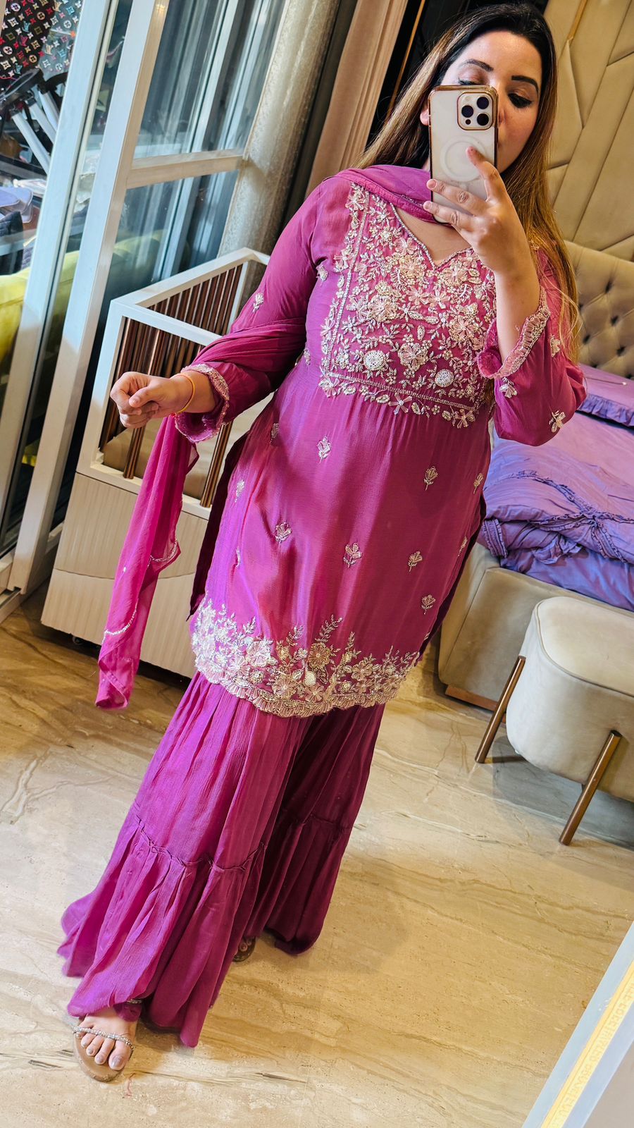 Aarohi Sharara Set- Pink